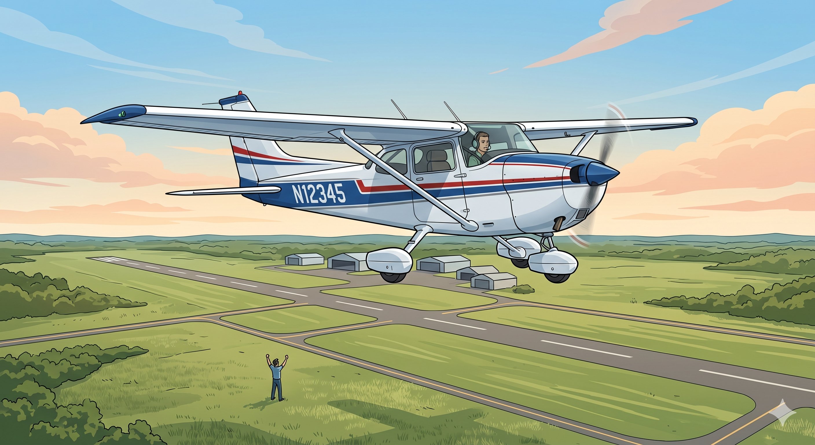 Student pilot at aircraft before first solo flight