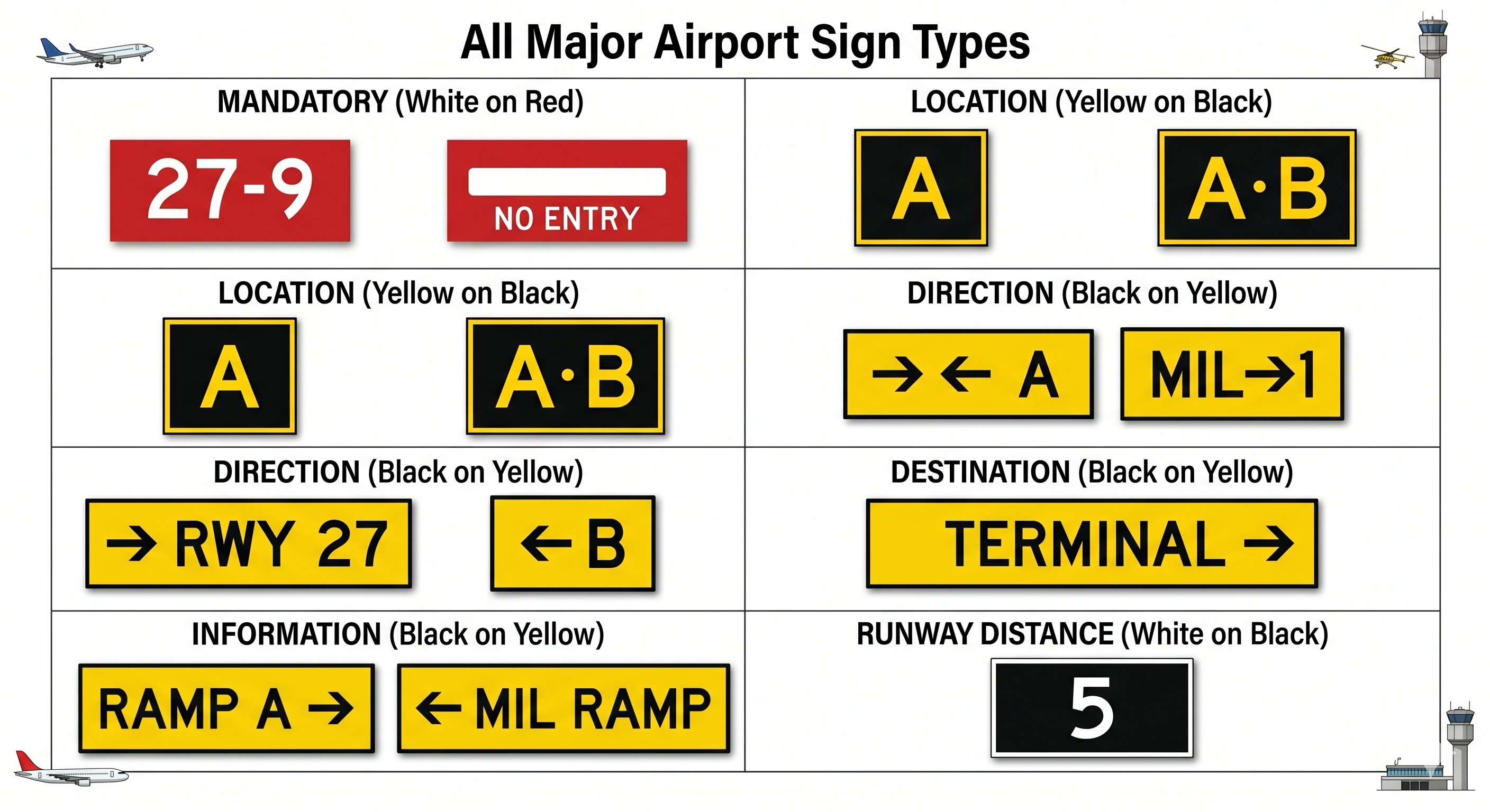 Airport taxiway signs and markings reference